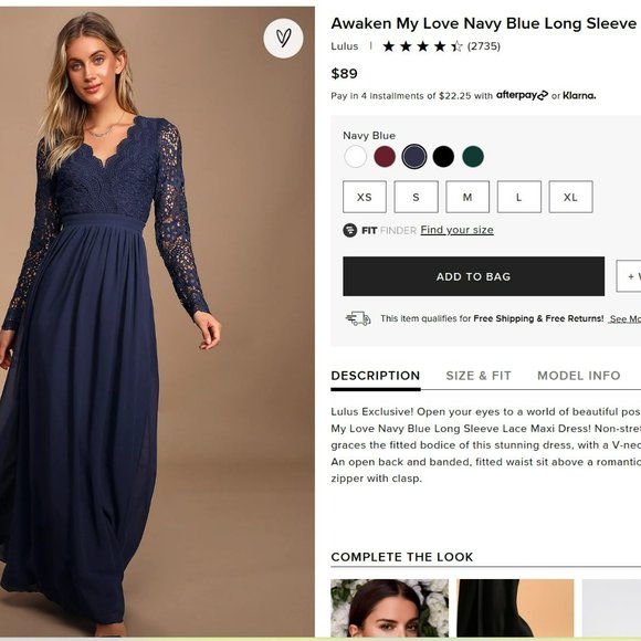 Lulus | Dresses | Lulus Awaken My Love Navy Blue Long Sleeve Lace Maxi Dress  | Poshmark
